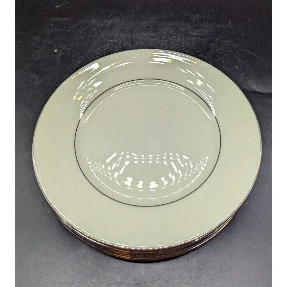 Set Of 7 Vintage Lenox Maywood China Salad Dessert Plate Cream Platinum 8